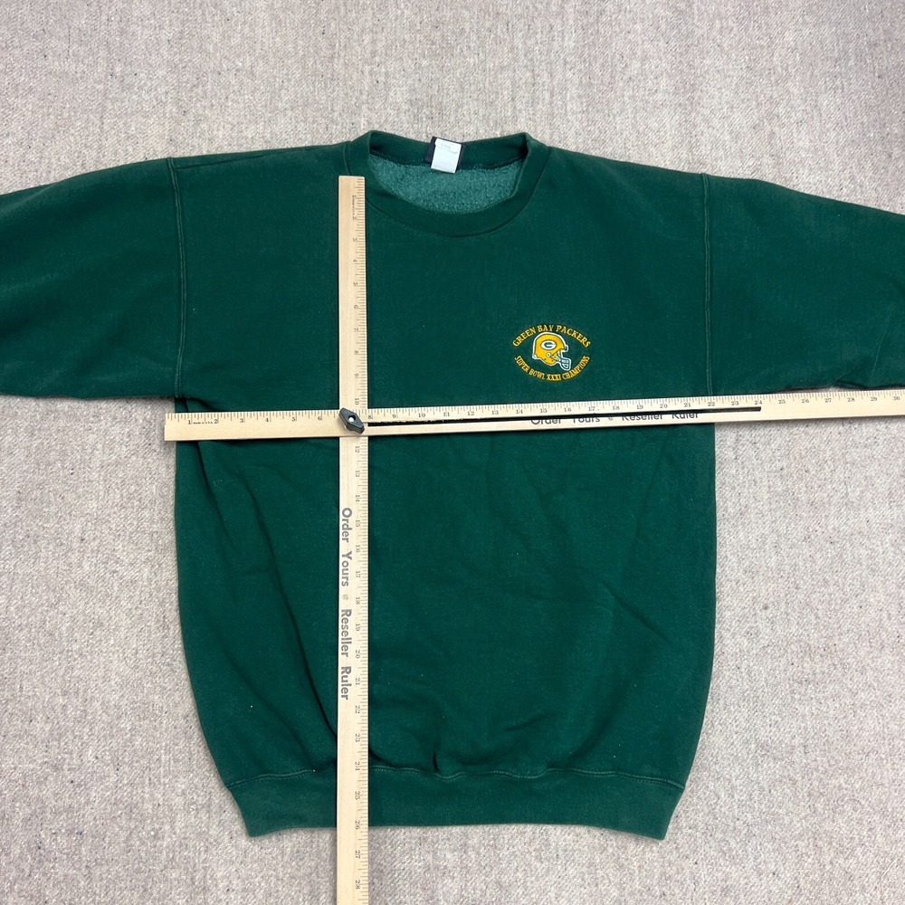Vintage Green Bay Packers Sweatshirt Mens Large Green 1990s Super Bowl NFL - Picture 8 of 11